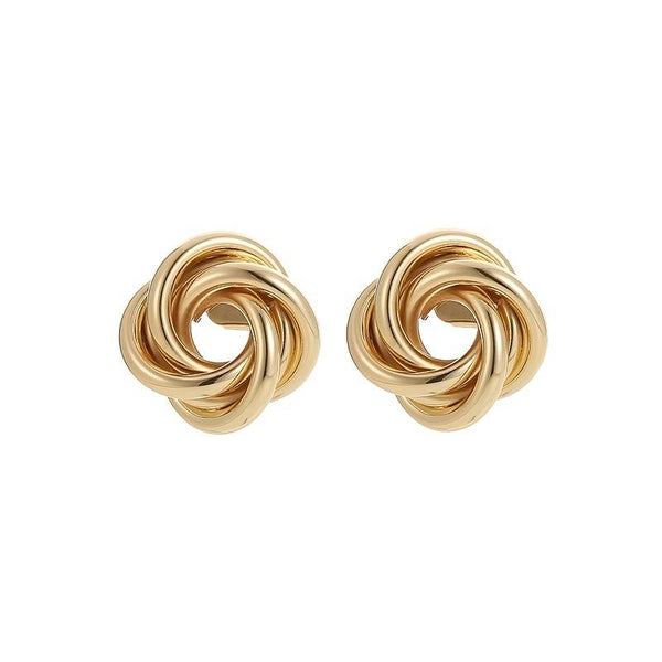 Gold and Silver Knot Stud Earrings 9mm