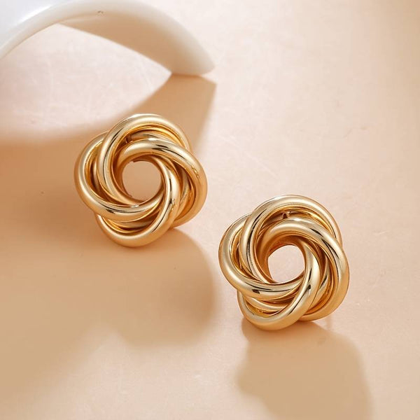 Gold and Silver Knot Stud Earrings 9mm