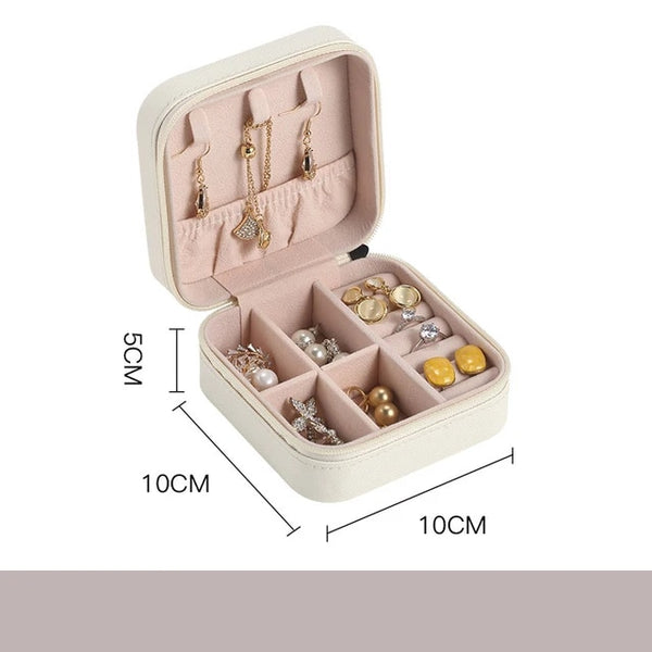 Mini Travel Jewellery Leather Boxes Earrings Necklace Rings