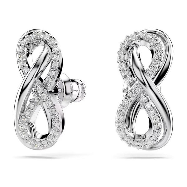 Hyperbola Silver Infinity Crystal Stud Earrings