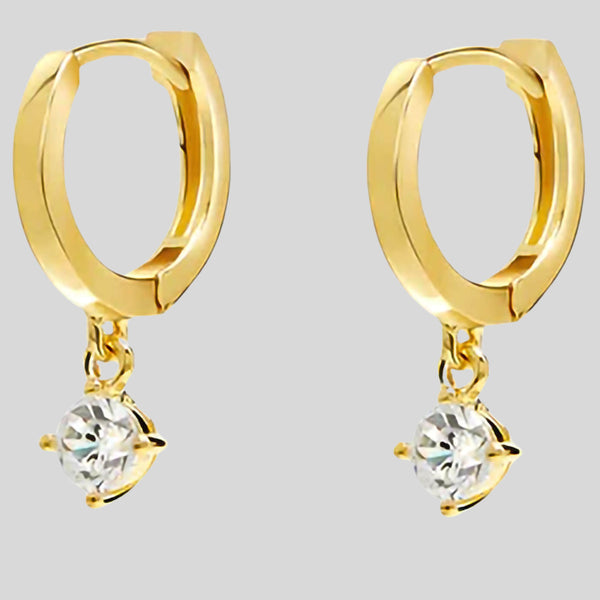 Tilda Yellow Gold and Silver Vermeil Cubic Zirconia Hoop Earrings